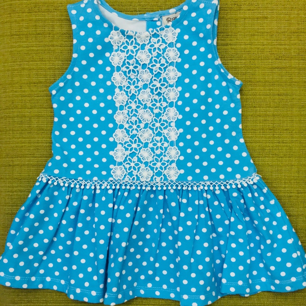 NWOT Rare Too Blue Polka Dot Dress size 24 months